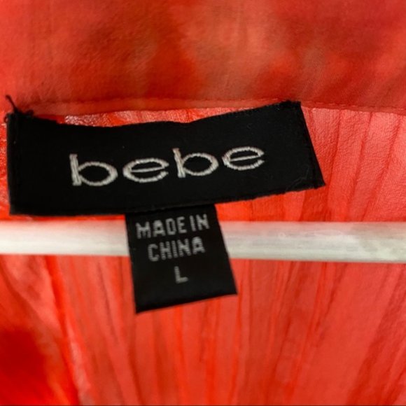 Bebe Pink Orange Tie Dye Beaded Blouse Large - Picture 5 of 7